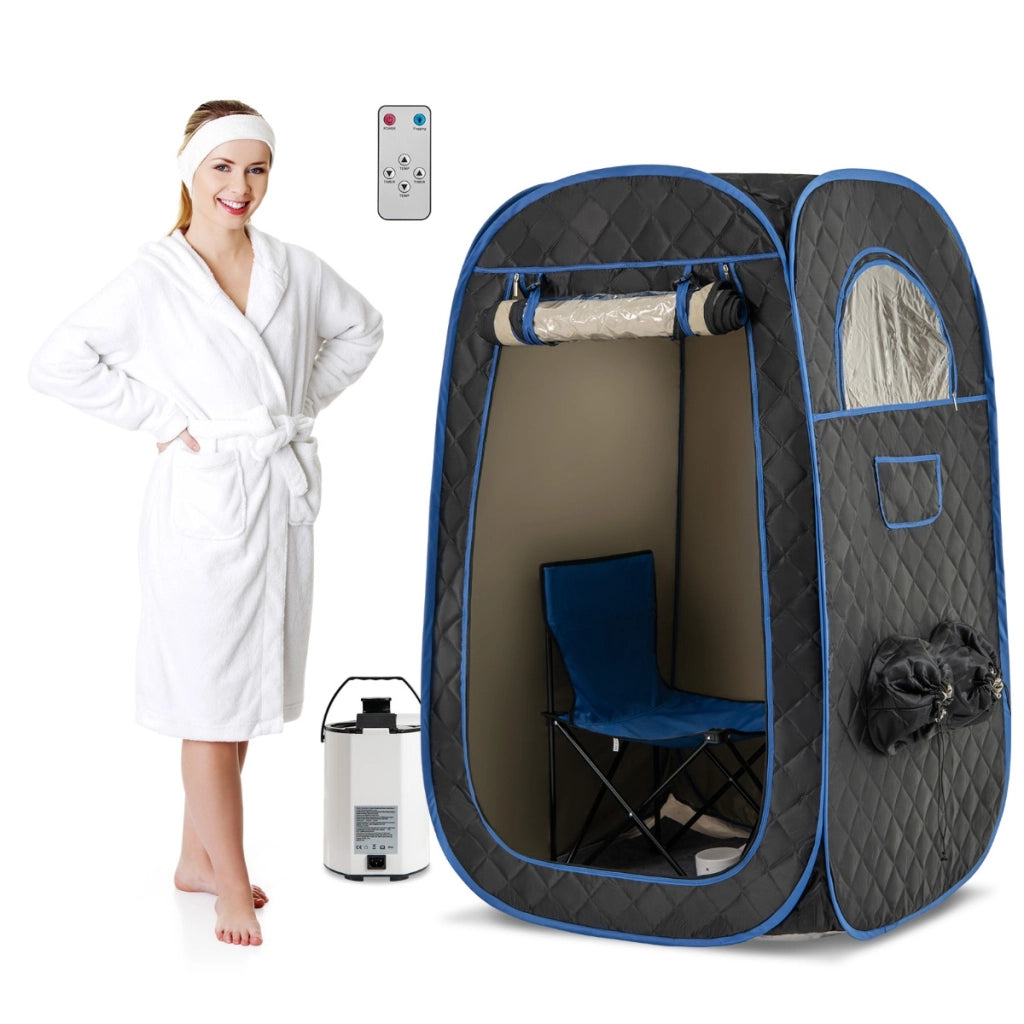 Sauna portatile con generatore di vapore da 1000W e capacit¨¤ di 3L, Tenda sauna per 1 o 2 persone con sedia Nero