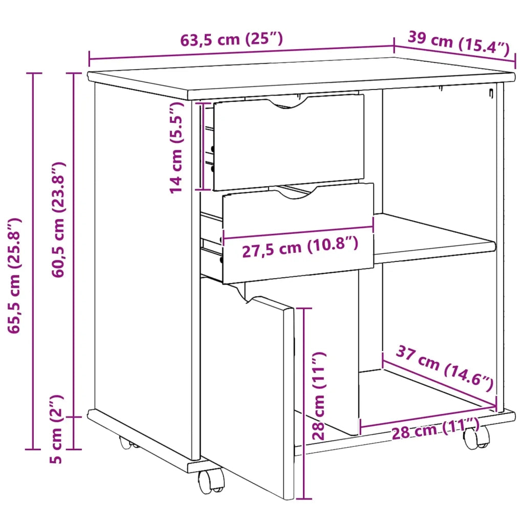 Mobile con Ruote con ruota Bianco 63,5 x 39 x 65,5 cm 42028381