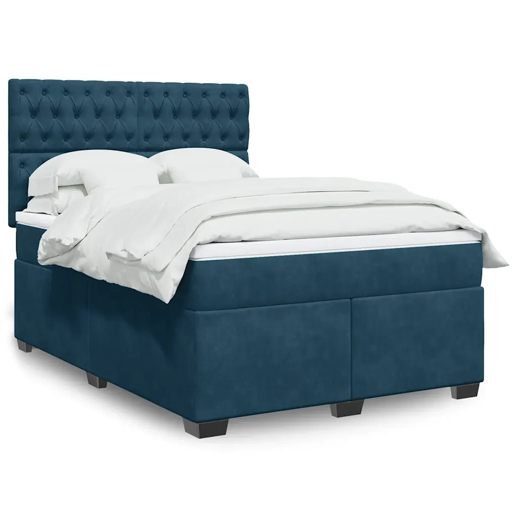Giroletto a Molle con Materasso Blu 140x190 cm in Velluto