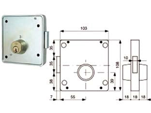 SERRATURE APPLIC. PER CANCELLI 2 MAND. SOLO CATENACCIO CIL. FISSI 423- - mm.55 (423.55.2) Sx - 2 pezzi MG