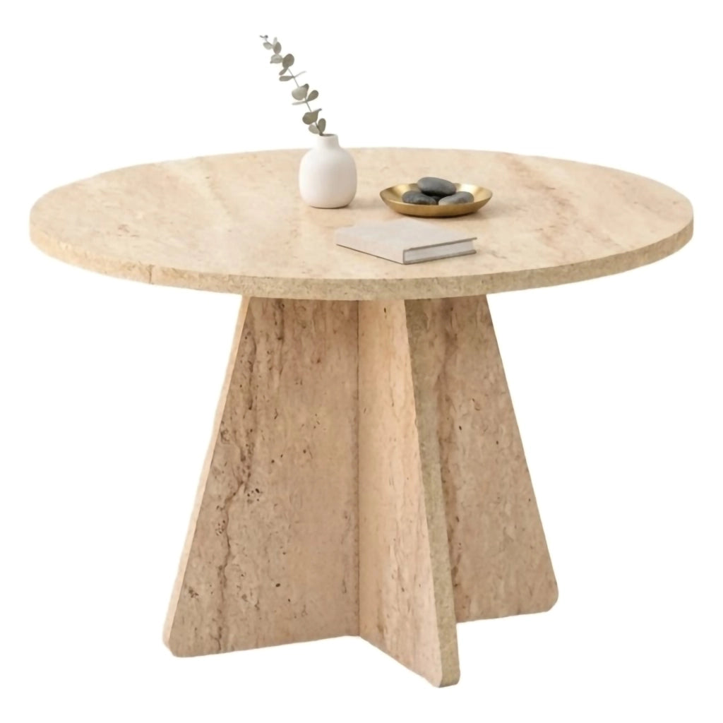 Armanda, Tavolino da Salotto Forma Rotondo, 60x60x40h cm Beige Marmo