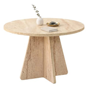 Armanda, Tavolino da Salotto Forma Rotondo, 60x60x40h cm Beige Marmo