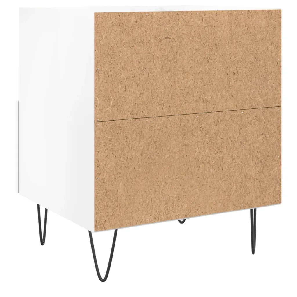 Comodini 2 pz Bianco Lucido 40x35x47,5 cm in Legno Multistrato 827425