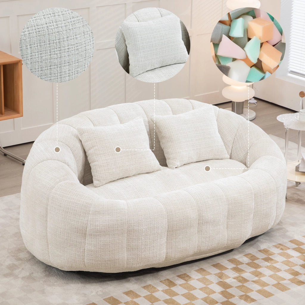 DIVANO SACCO 150x95x63 cm Chenille Beige a 2 posti