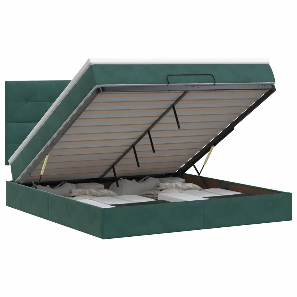 Letto ottomano con materasso Verde Scuro 180 x 200 cm Velluto 3457740