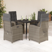 Set da Pranzo da Giardino 5 pz con Cuscini in Polyrattan Grigio 3212351