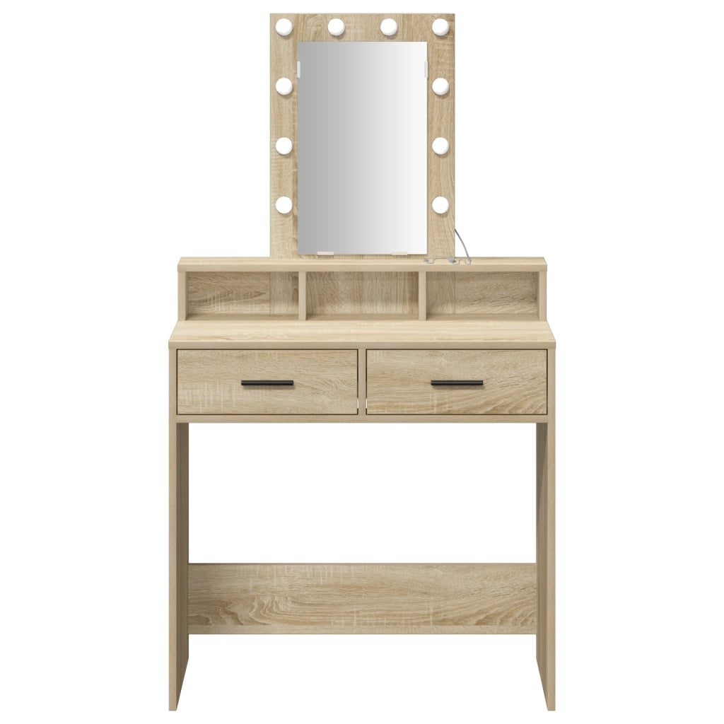 Tavolino toelettatura  con luci LED Rovere Sonoma 79x41x140 cm