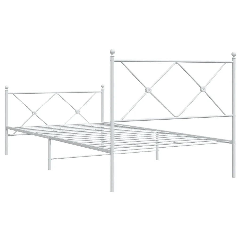 Giroletto con Testiera e Pediera Metallo Bianco 100x190 cm