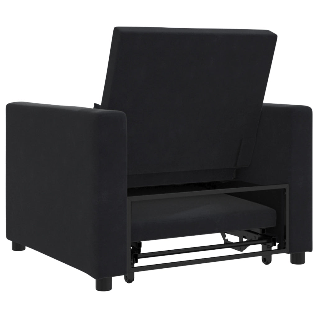 Divano Letto Convertibile 3-in-1 in Velluto Nero