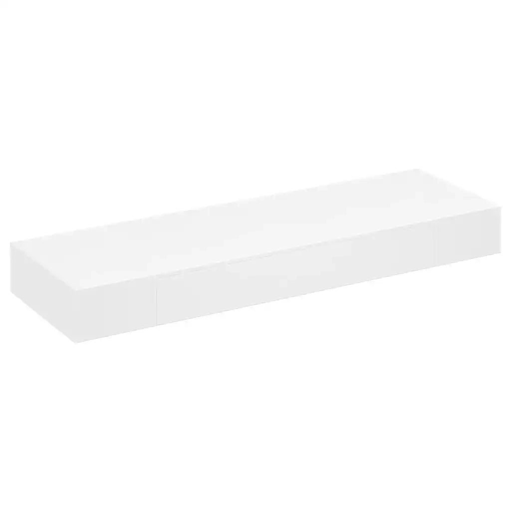 Mensola per Pareti con Cassetto Bianco MDF per Libri/DVD cod mxl 33735