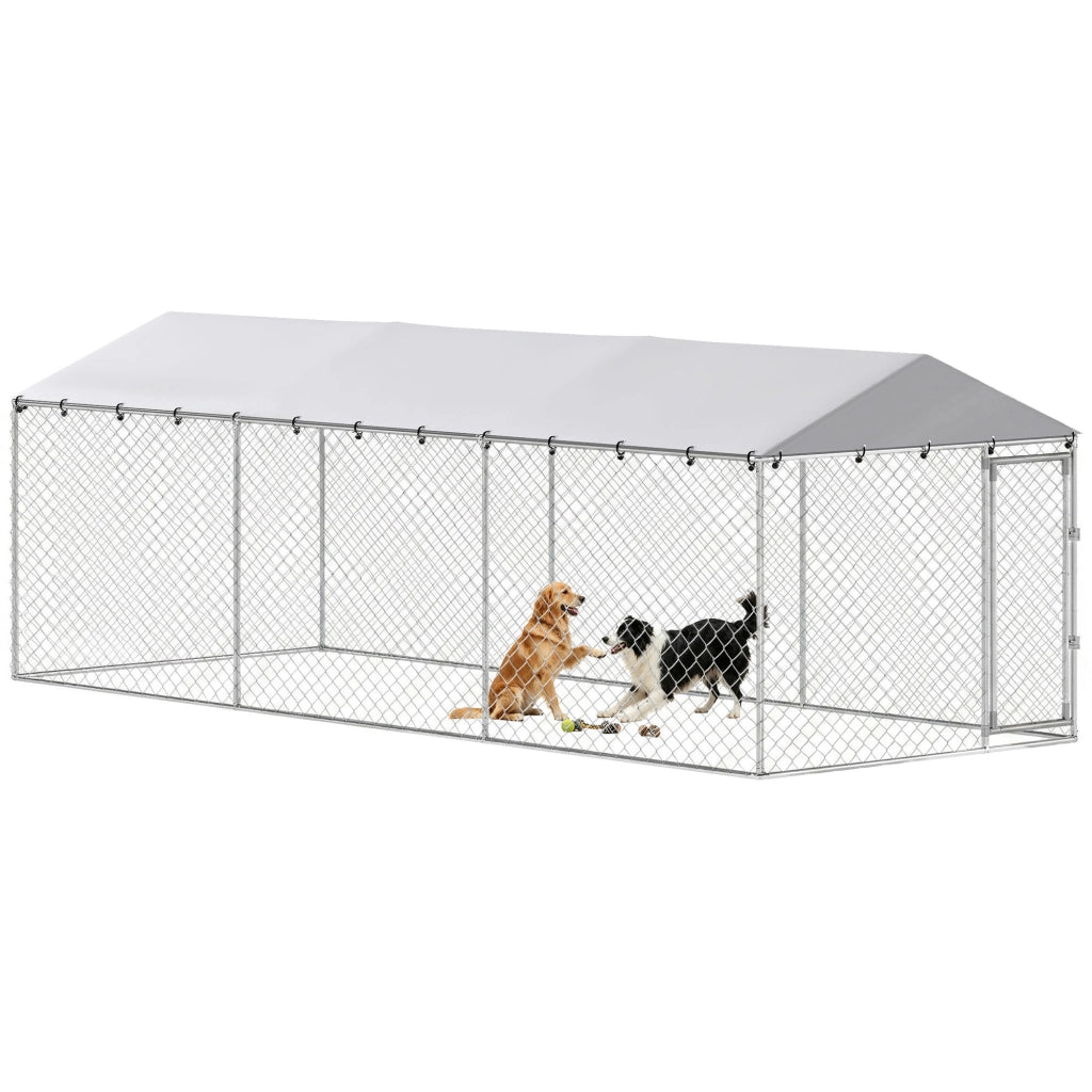 Recinto per Cani da Esterno con Rete ¨C zephmum ¨C Acciaio Zincato Argento 600x230x200 cm