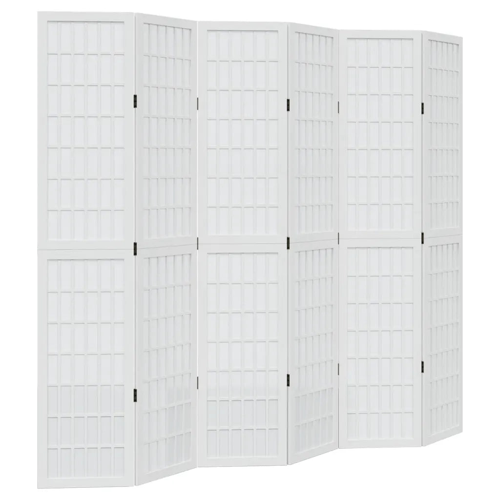 vidaXL Divisorio Ambienti 6Pannelli Bianco Legno Massello di Paulownia