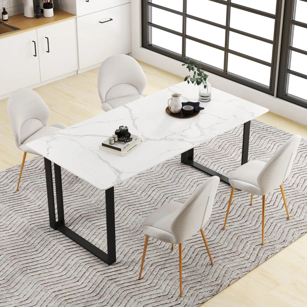 Set di 2 sedie da pranzo con schienale curvo imbottite, Sedie moderne senza braccioli con piedini regolabili Grigio-Sedie da pranzo