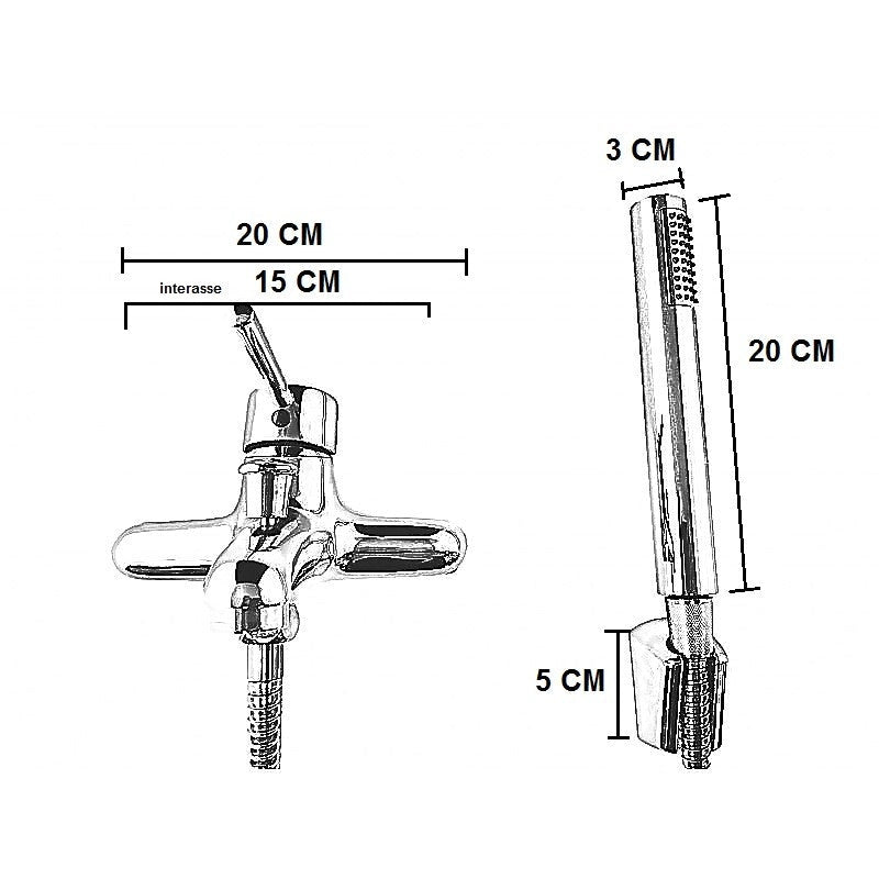 Miscelatore per vasca completo, moderno minimalista