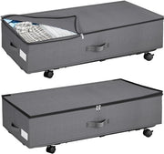 2 Pcs Scatole di Stoccaggio per Sotto Letto - Struttura in Metallo con Coperchio Vetrato per Coperte - Libri - Abiti - Giocattoli - Grigio - Housse in Non-Wovens Grigio