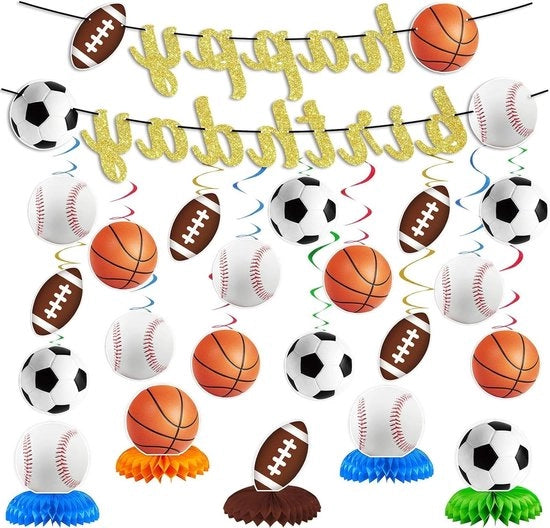 Decorazione per festa sportiva, slitta per compleanno con tema sportivo, accessori per festa sportiva