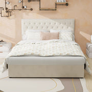 Letto Contenitore Imbottito ¨C MINIMAL ¨C Velluto Beige 140x200