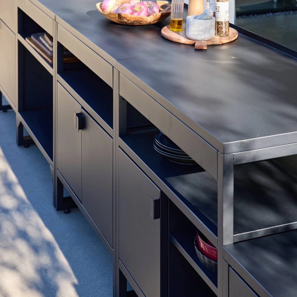 Cucina esterna 6 moduli acciaio inossidabile, nero