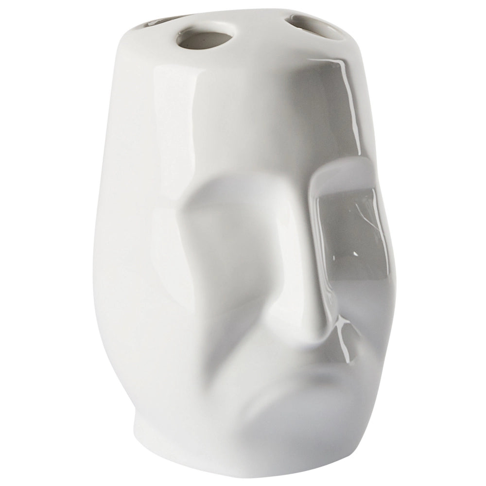 Set di 4 Accessori Bagno in Ceramica bianca a forma di faccia dispenser sapone porta sapone Portaspazzolino recipiente