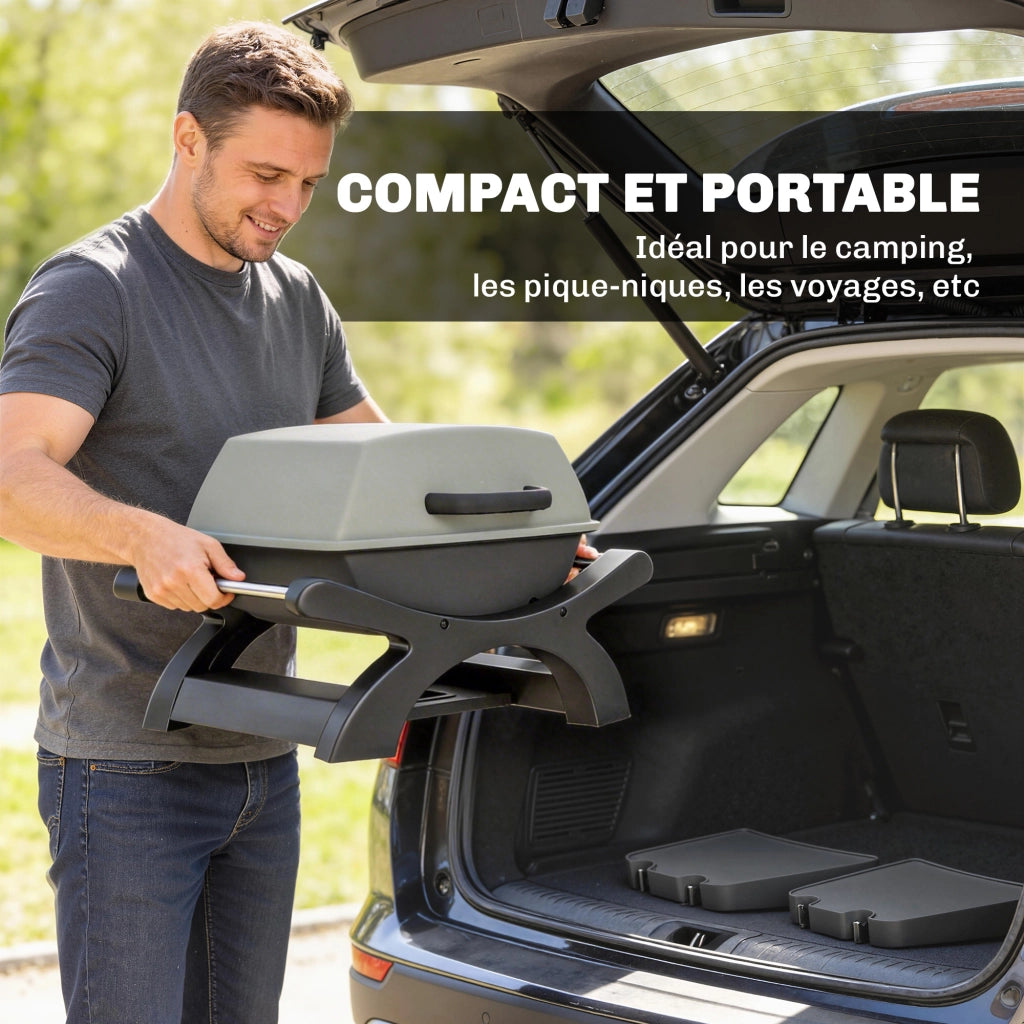 Barbecue elettrico esterno 2300W ¨C zephmum ¨C nero con griglie smaltate e ripiani laterali