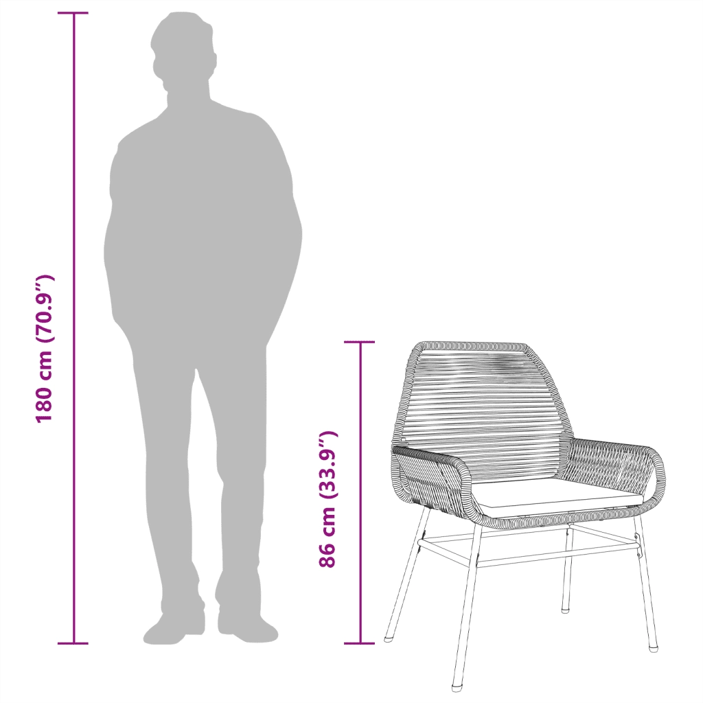 Sedie da Giardino 2 pz con Cuscini Grigio in Polyrattan