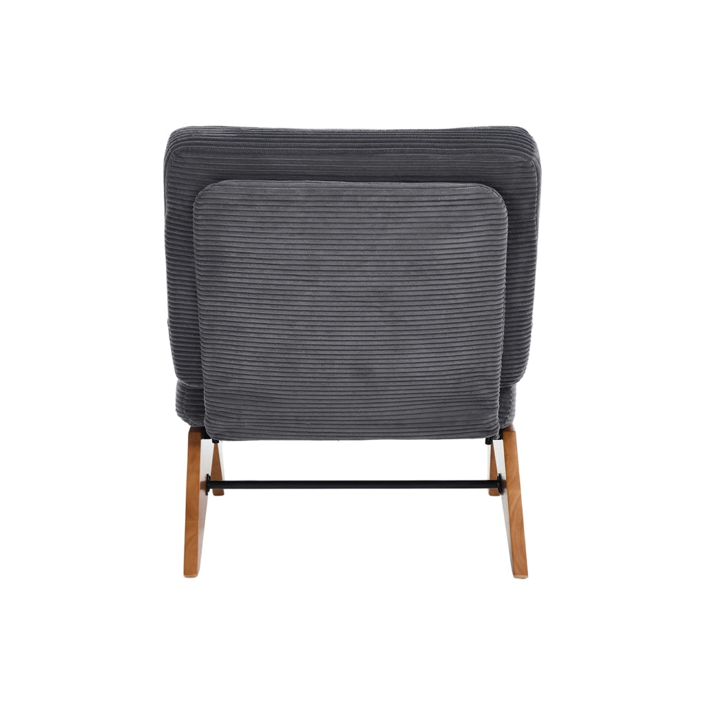 Poltrona reclinabile con cuscino lombare e schienale regolabile in corduroy grigio scuro