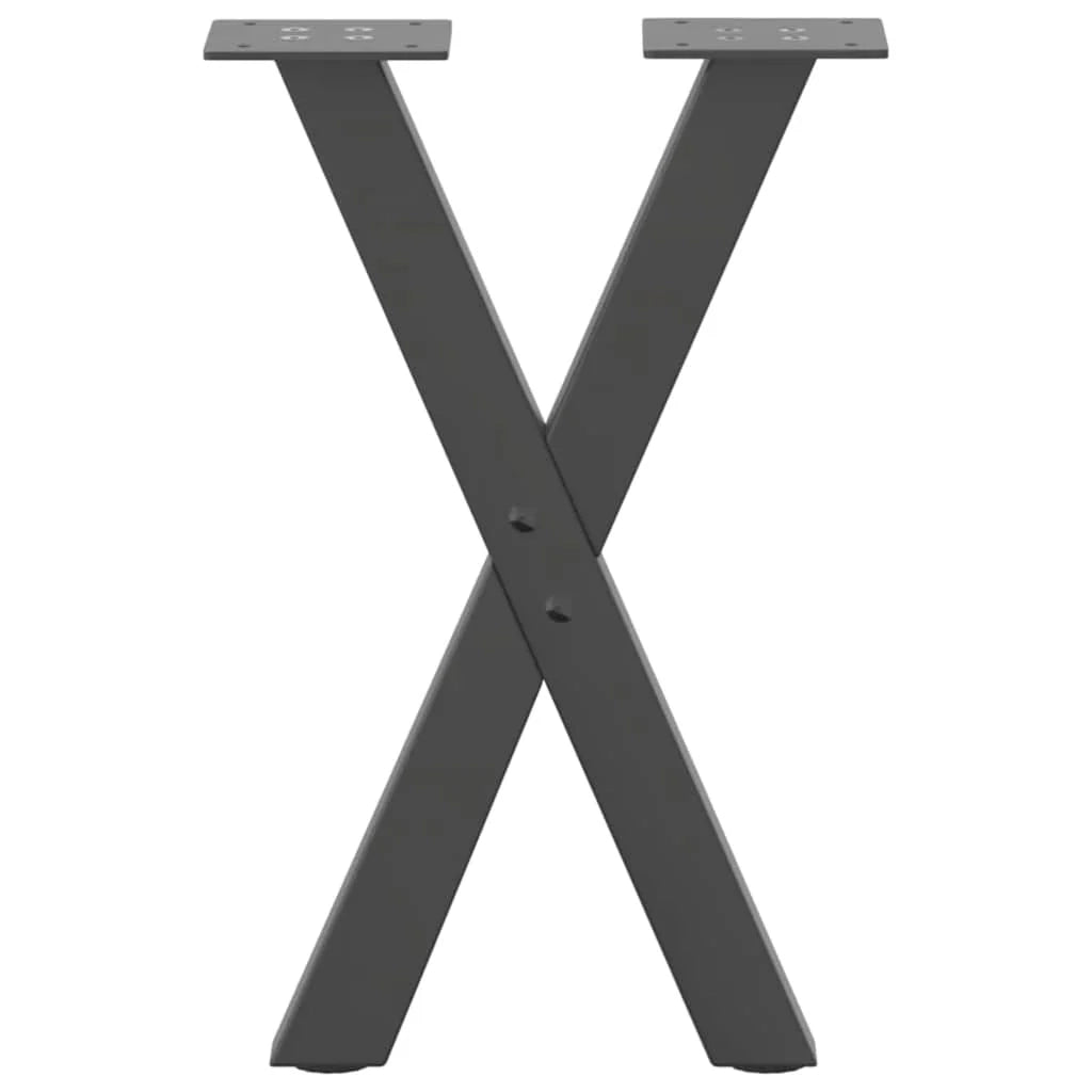 Set di 2 gambe robuste per tavolino da caffè a forma di X 28 x 42 cm con piedini livellanti design moderno acciaio antracite 02_0057165
