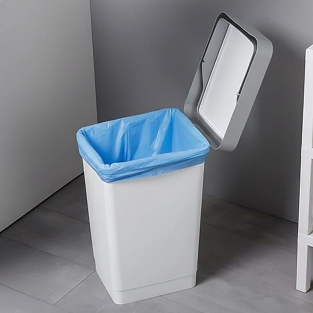 Pattumiera in plastica bianco 25 litri con coperchio grigio basculante