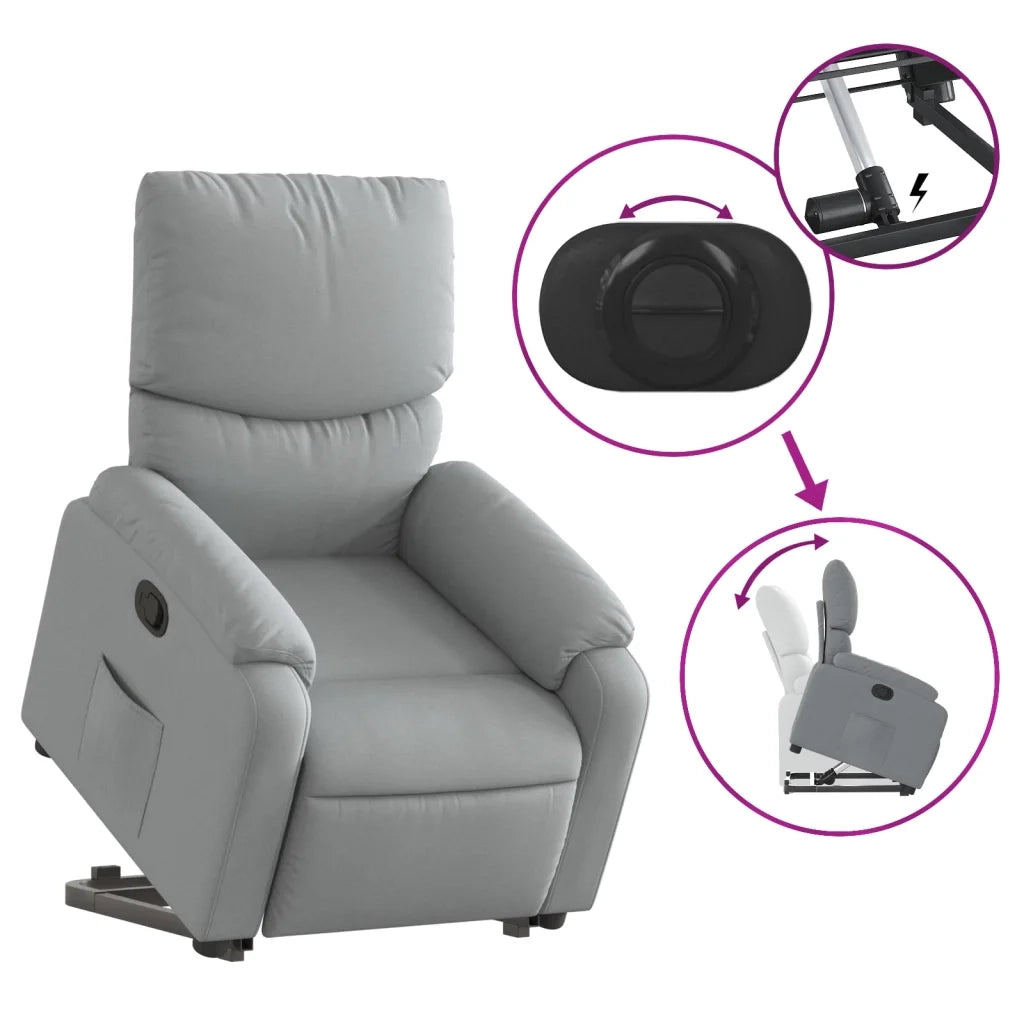 Poltrona | Sedia Relax Alzapersona Reclinabile Grigio Chiaro in Tessuto