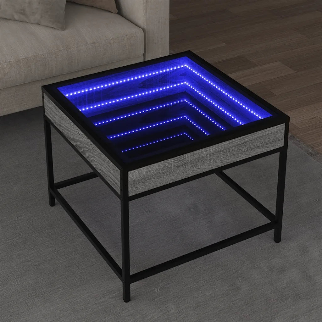 Tavolino da salotto | Tavolino da caff¨¨ | Tavolino da Soggiorno con LED Infinity Grigio Sonoma 50x50x41 cm