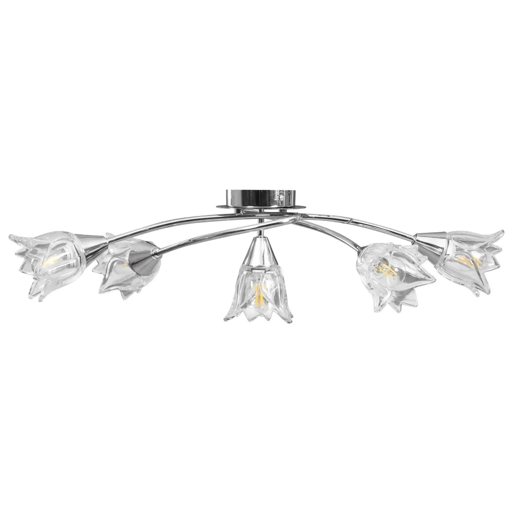 Lampadario con Paralumi in Vetro per 5 Lampadine E14 Tulipano cod mxl 64928