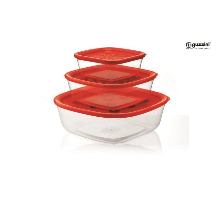 Set di 3 contenitori rossi di diverse misure