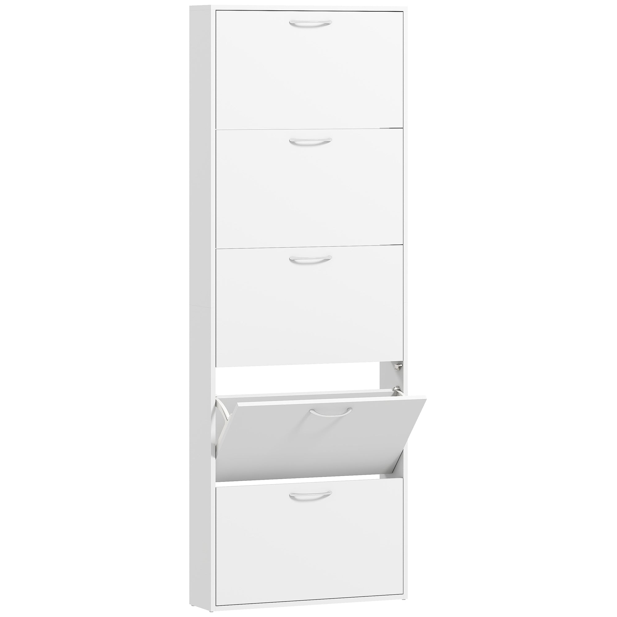 Mobile Scarpiera a 5 Ante Antiribaltamento 65x17x180.5 cm in Legno Bianco