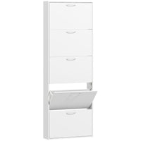 Mobile Scarpiera a 5 Ante Antiribaltamento 65x17x180.5 cm in Legno Bianco