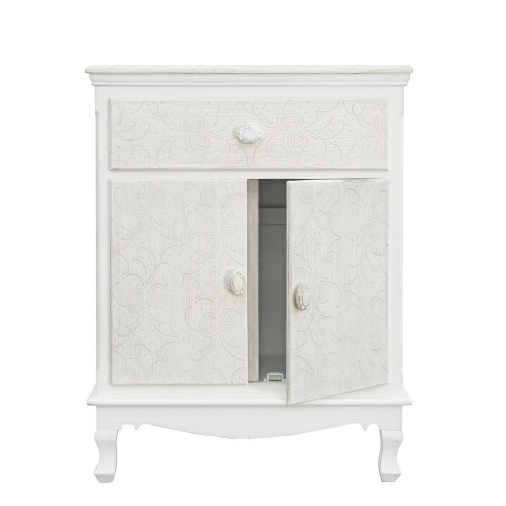 Mobiletto 2 Ante 1 Cassetto MDF Bianco Classico da Interno - ALBINE