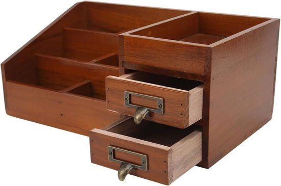 Organizzatore per il trucco - Cassetto in legno vintage a più strati - Scrivania con cassetto per cosmetici e scatola da toeletta.