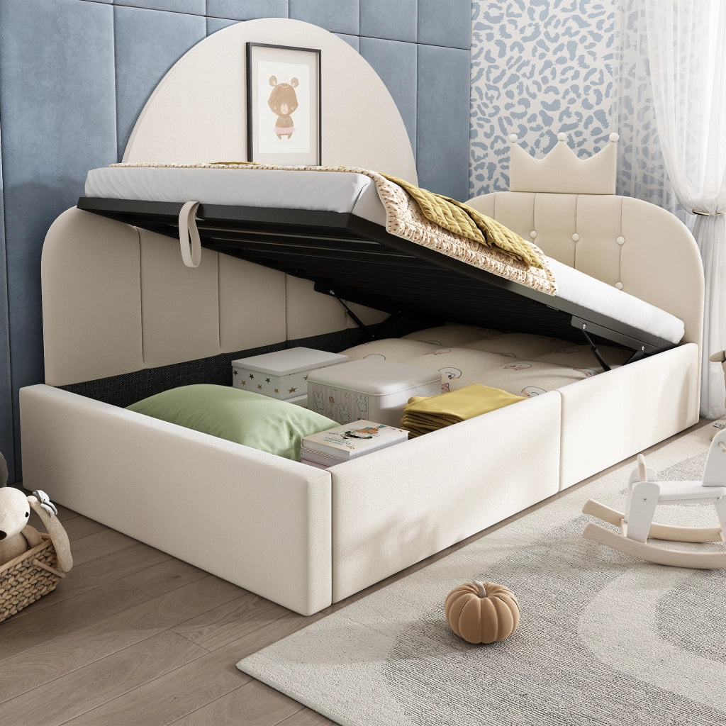 Daybed in velluto beige 90x190 forma L vano idraulico design a corona