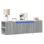Mobile TV a Parete con Luci LED-Mobile TV a Muro Grigio Sonoma 135x31x39,5 cm
