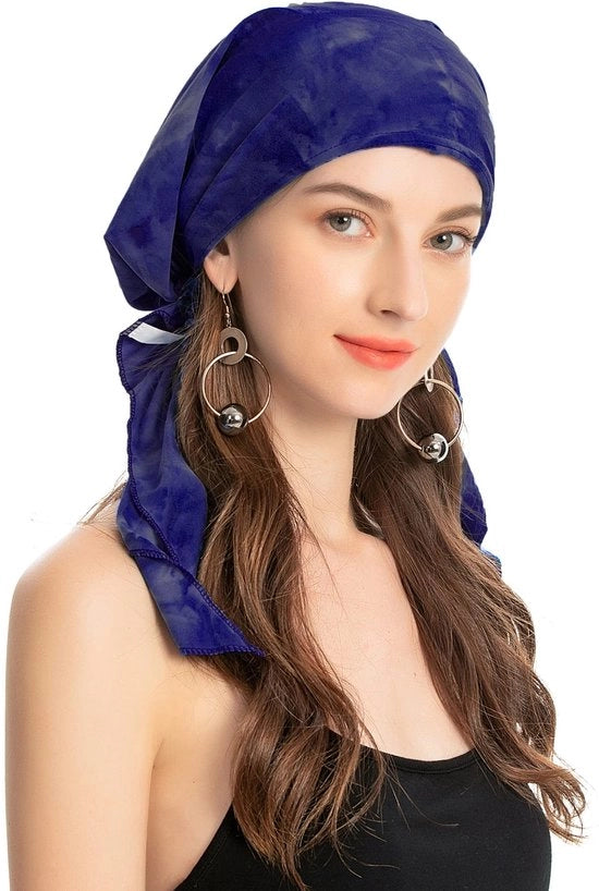 Cappello estivo Tie Dye Navy - Unico Taglia - 100% Poliestere, Leggero, Comodo - Sciarpa per capo