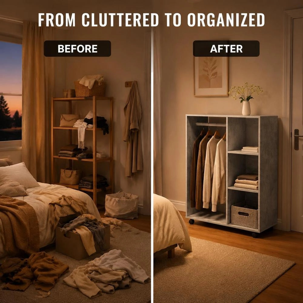 Wardrobe Concrete Grey 80x40x110 Cm Wood-based Material