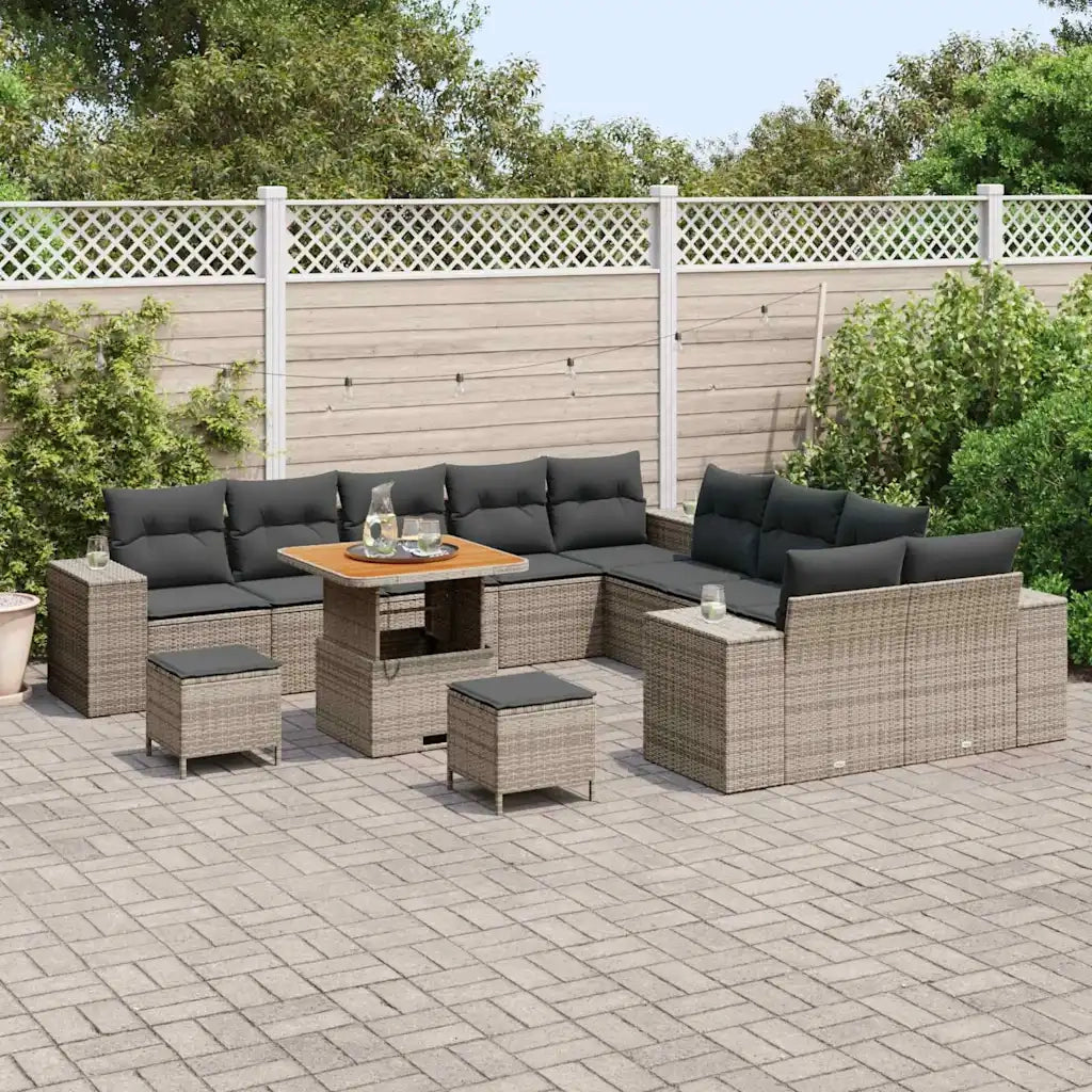 Set Divano da Giardino con cuscino 13 pcs Grigio polyrattan 3364013