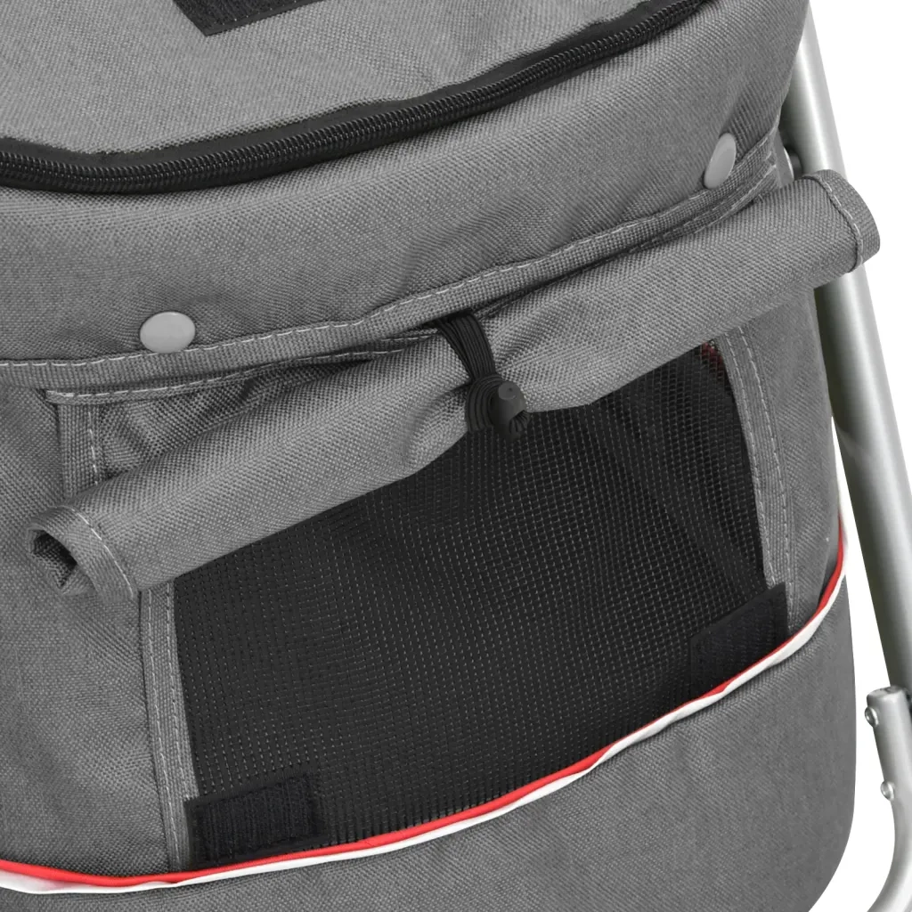 Passeggino Cani Pieghevole Grigio 100x49x96cm Tessuto di Lino 172203