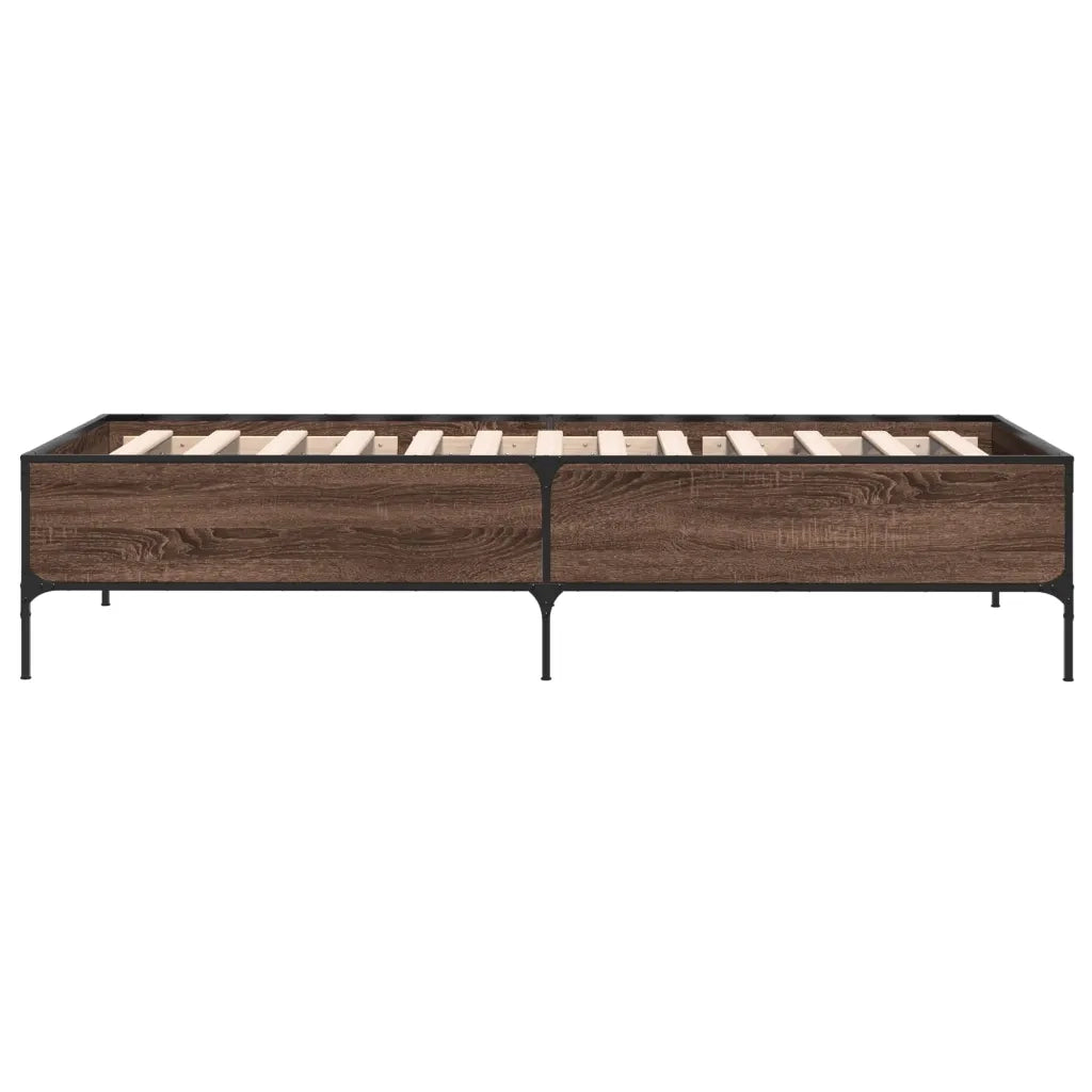Giroletto-Struttura Letto Rovere Marrone 100x200 cm Legno Multistrato e Metallo 802134