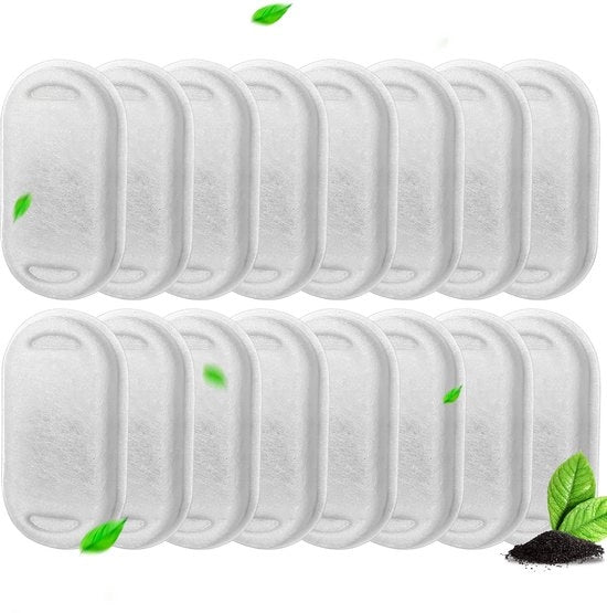 Filtro per fonte acqua per gatti, 16 pezzi di filtri sostitutivi con carbone attivo per fonti acqua per gatti in acciaio inossidabile da 2L/3.2L/4L, filtro per fonte acqua per animali domestici per gatti e cani.
