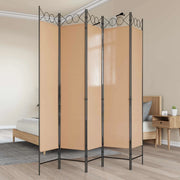 Paravento a 5 Pannelli Beige 200 x 200 cm Tessuto