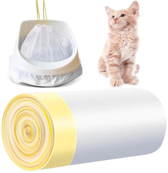 20 sacchi per gatto, 95 × 45 cm sacchi per escrementi di gatto con cordoncini, per il facile cambio di impianto di gatto, duraturo, impermeabile a liquidi