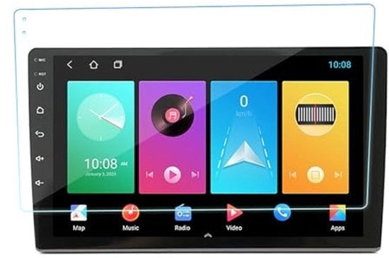 Foglia di protezione per display - Materiale rigido - Resistente alle impronte digitali - Senza riflessi - Kit di pulizia - Adatto per schermi da 10 pollici di navigazione - Foglia di protezione per navigazione