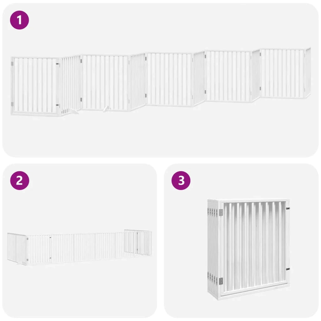 Cancelletto di sicurezza per animali domestici porta pieghevole 10 pannelli legno di pioppo bianco 02_0023096