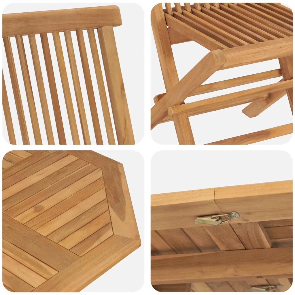 Set da Pranzo per Giardino 5 pcs Marrone Legno di teak solido 3385969