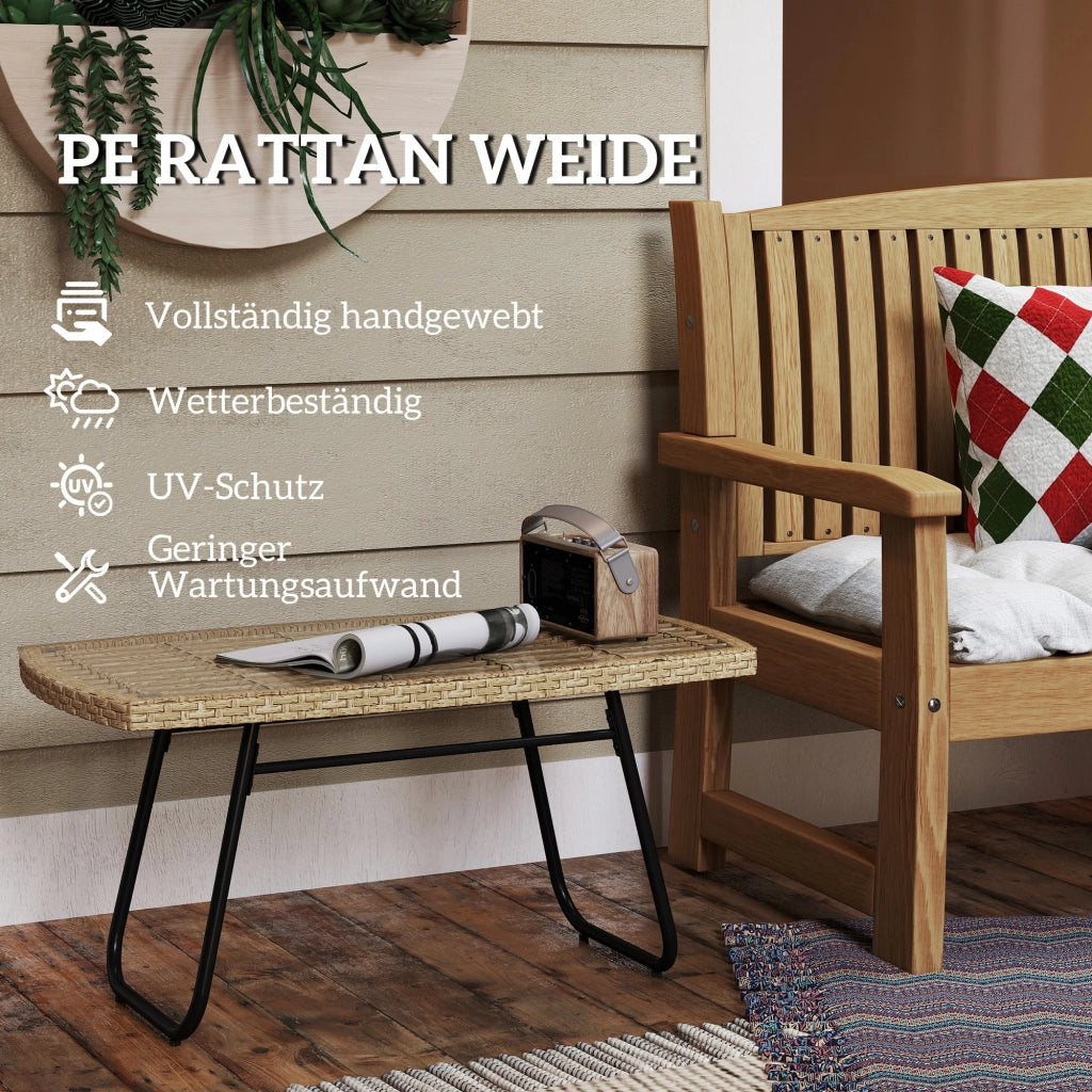 Tavolino da giardino in polyrattan ¨C zephmum ¨C con piano in vetro, 90x50x45 cm